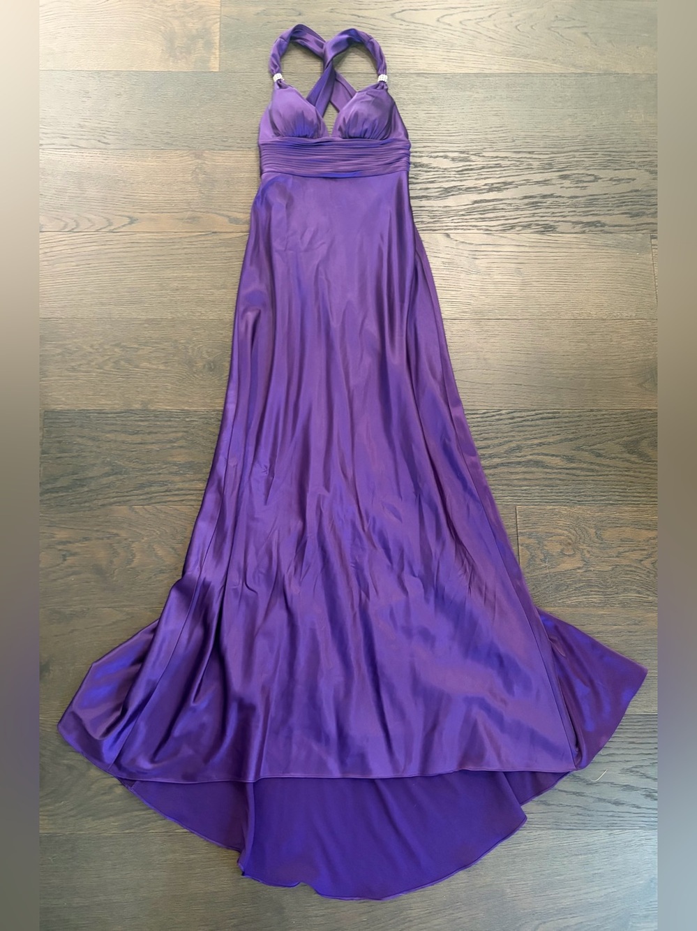 Adrianna Papell Boutique Purple Criss Cross Halter Gown. Size 4.